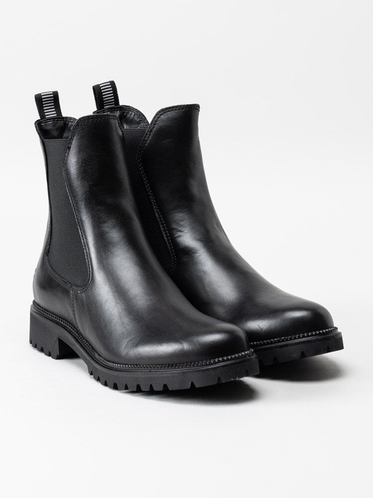 Tamaris - Svarta chelsea boots i skinn