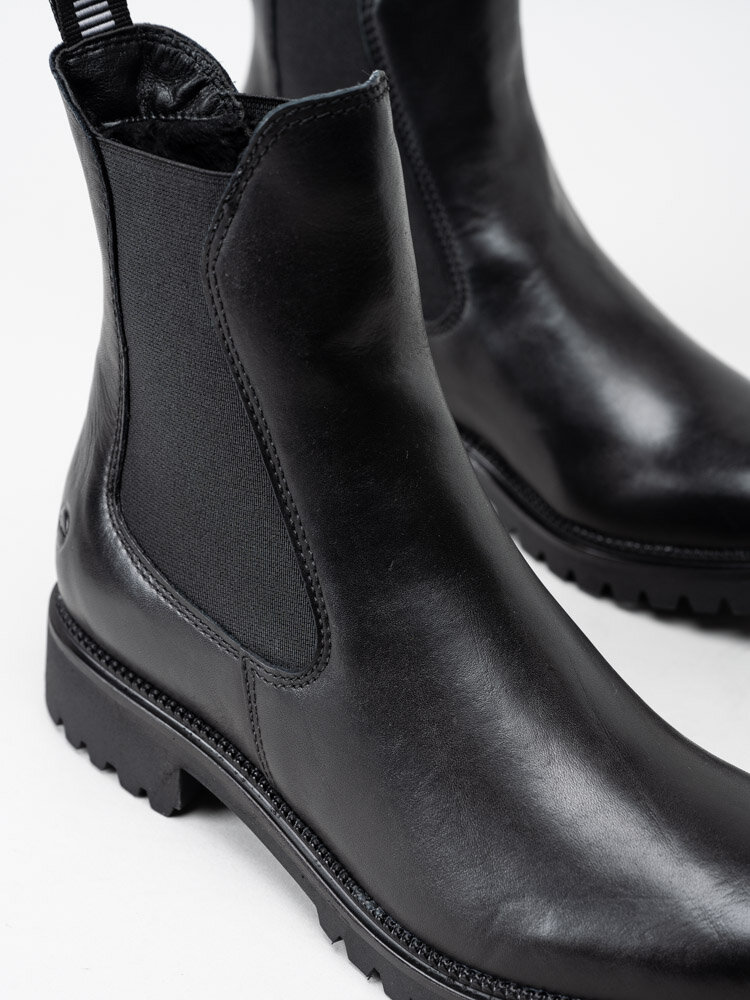 Tamaris - Svarta chelsea boots i skinn