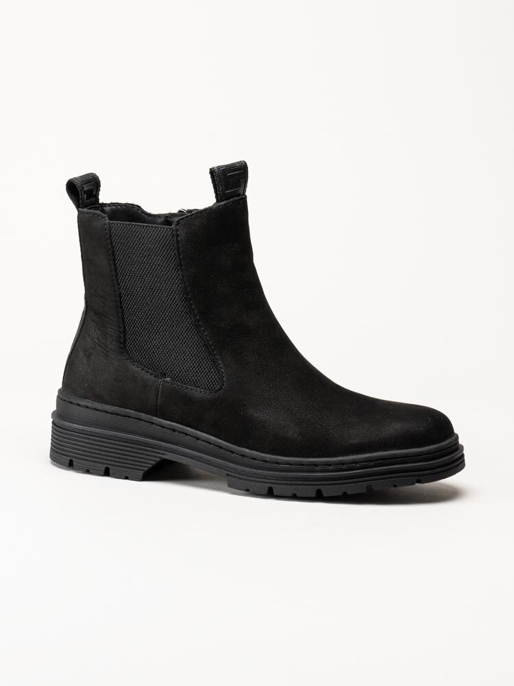 Tamaris - Svarta chelsea boots i nubuck