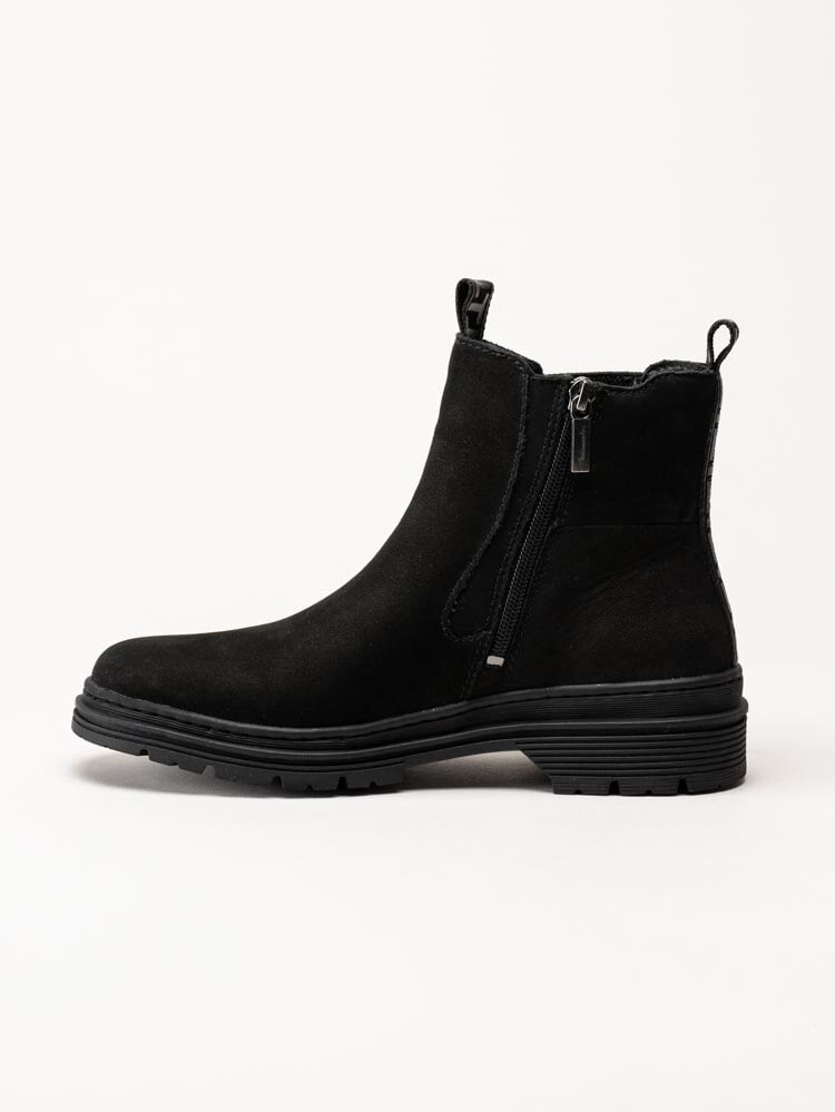 Tamaris - Svarta chelsea boots i nubuck