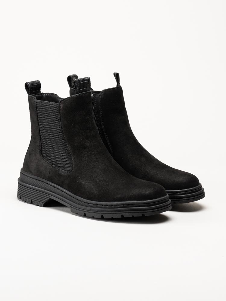 Tamaris - Svarta chelsea boots i nubuck