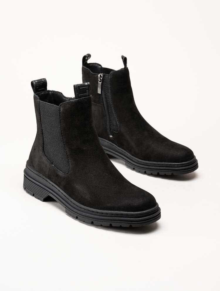 Tamaris - Svarta chelsea boots i nubuck