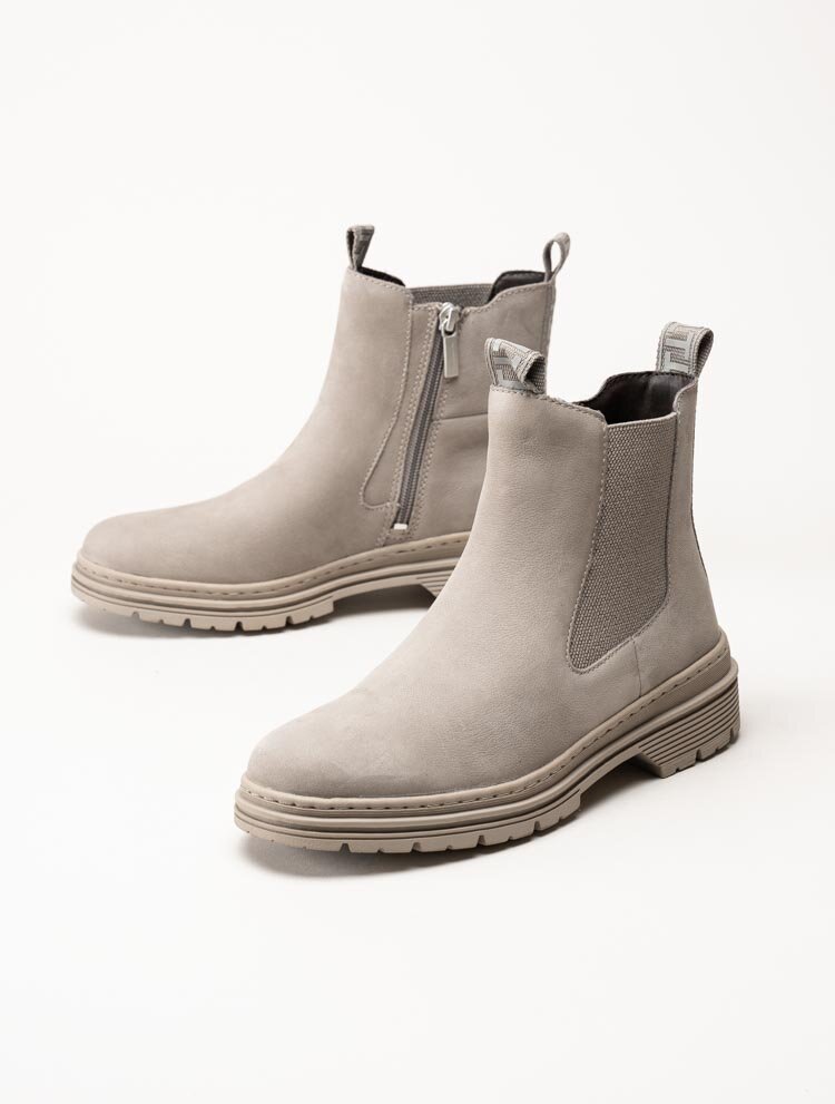 Tamaris - Grå chelsea boots i nubuck