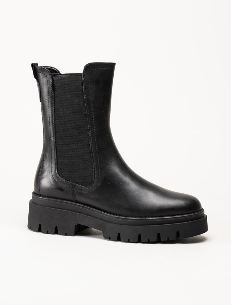 Tamaris - Svarta höga chelsea boots i skinn