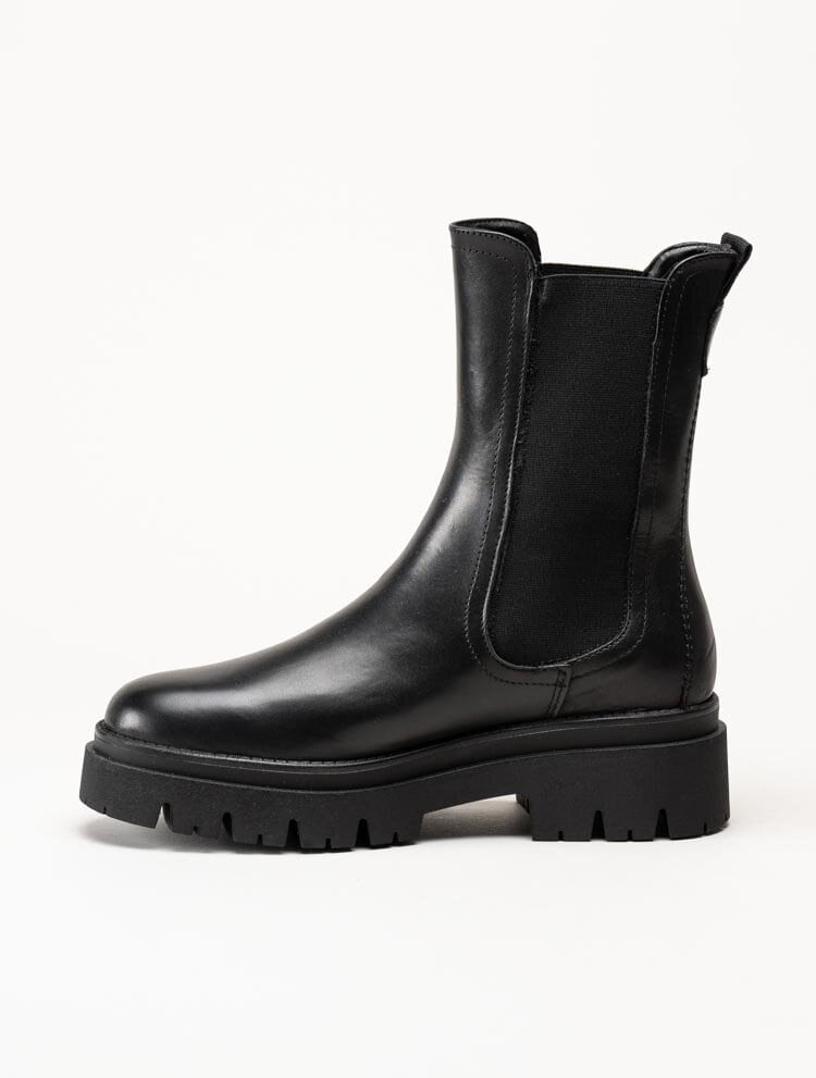 Tamaris - Svarta höga chelsea boots i skinn