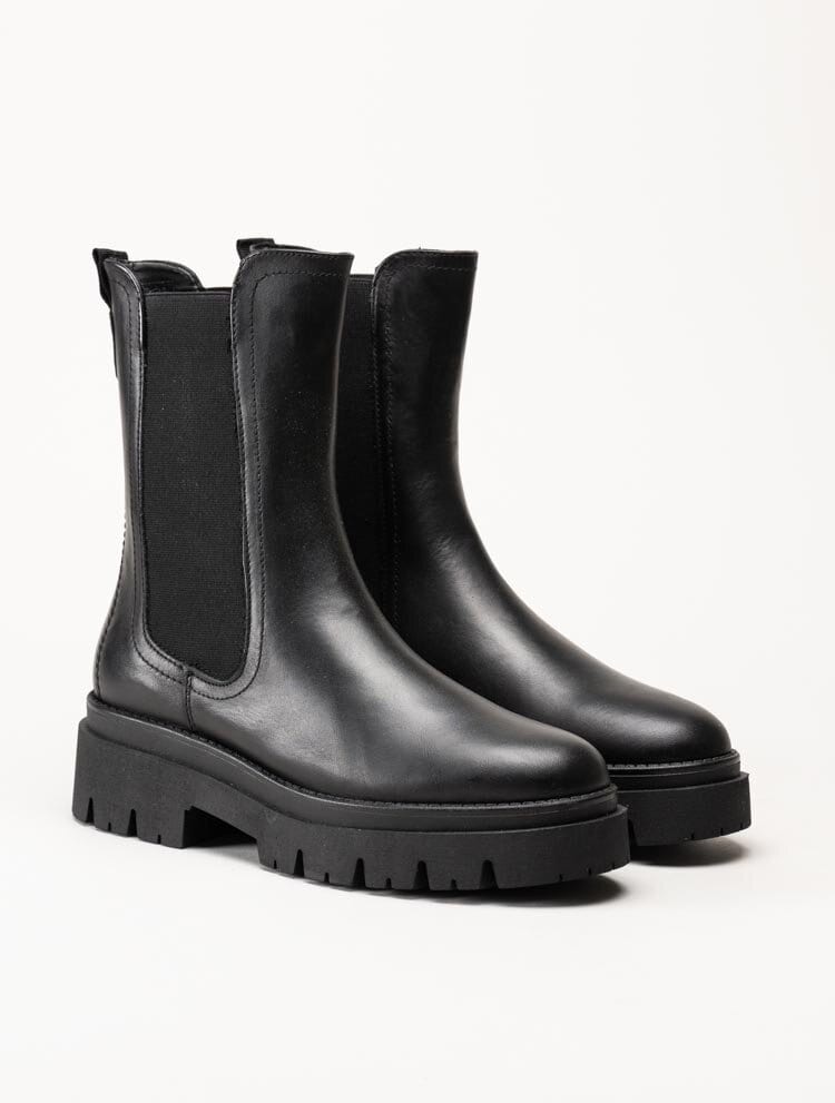 Tamaris - Svarta höga chelsea boots i skinn