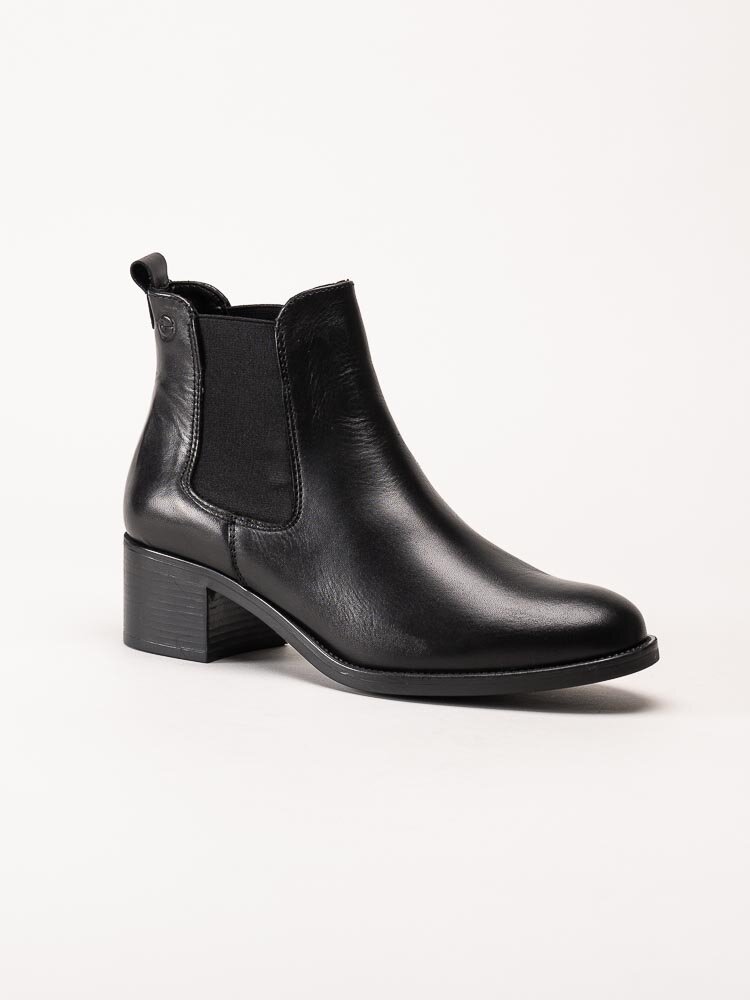 Tamaris - Svarta chelsea boots i skinn