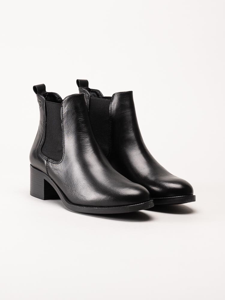 Tamaris - Svarta chelsea boots i skinn