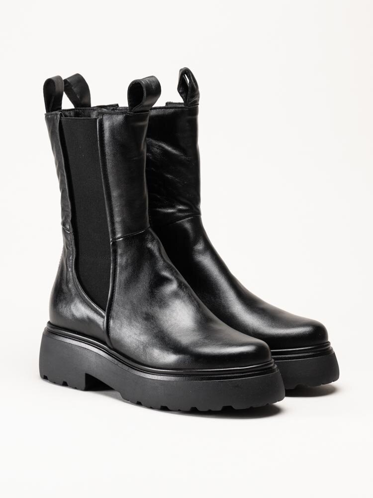 Mjus - Ortisei - Svarta höga chelsea boots i skinn