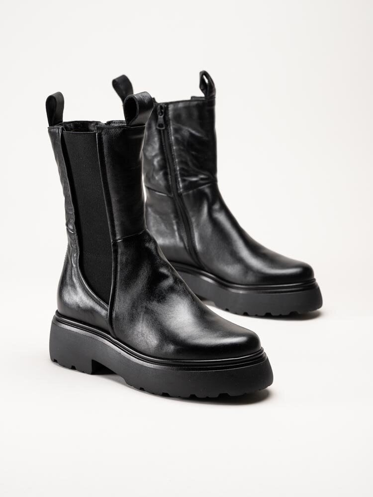 Mjus - Ortisei - Svarta höga chelsea boots i skinn