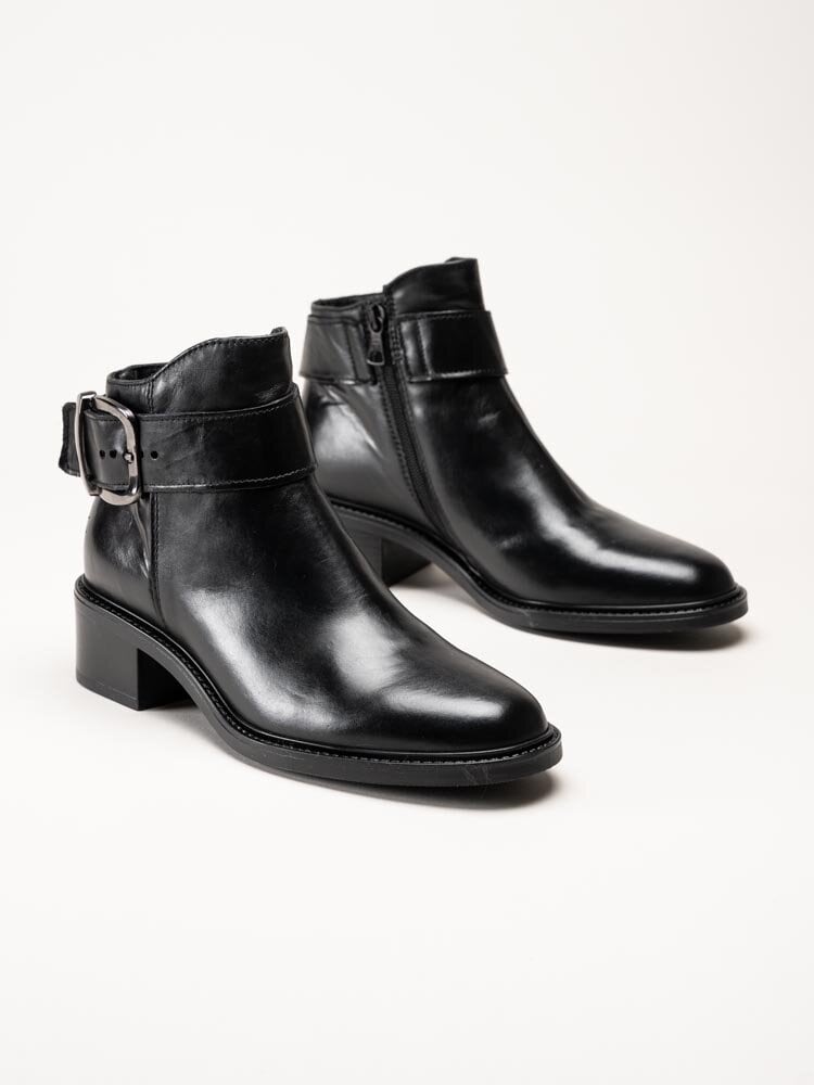 Mjus - Cortina - Svarta booties i skinn