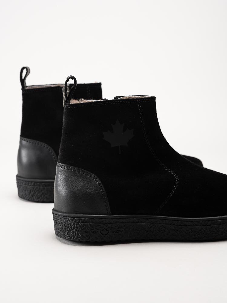 Canada Snow - Mount Verm Grip - Svarta fårskinnsfodrade boots i mocka