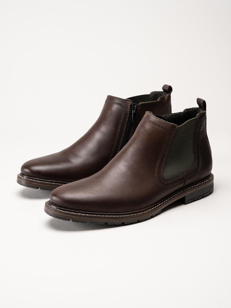 Rieker - Bruna låga chelsea boots i skinn