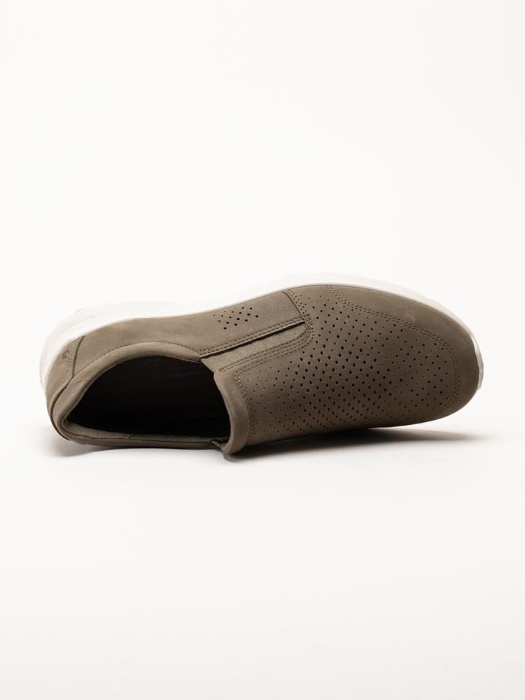 Ecco - Irving Perf Slip On - Gröna slip on promenadskor