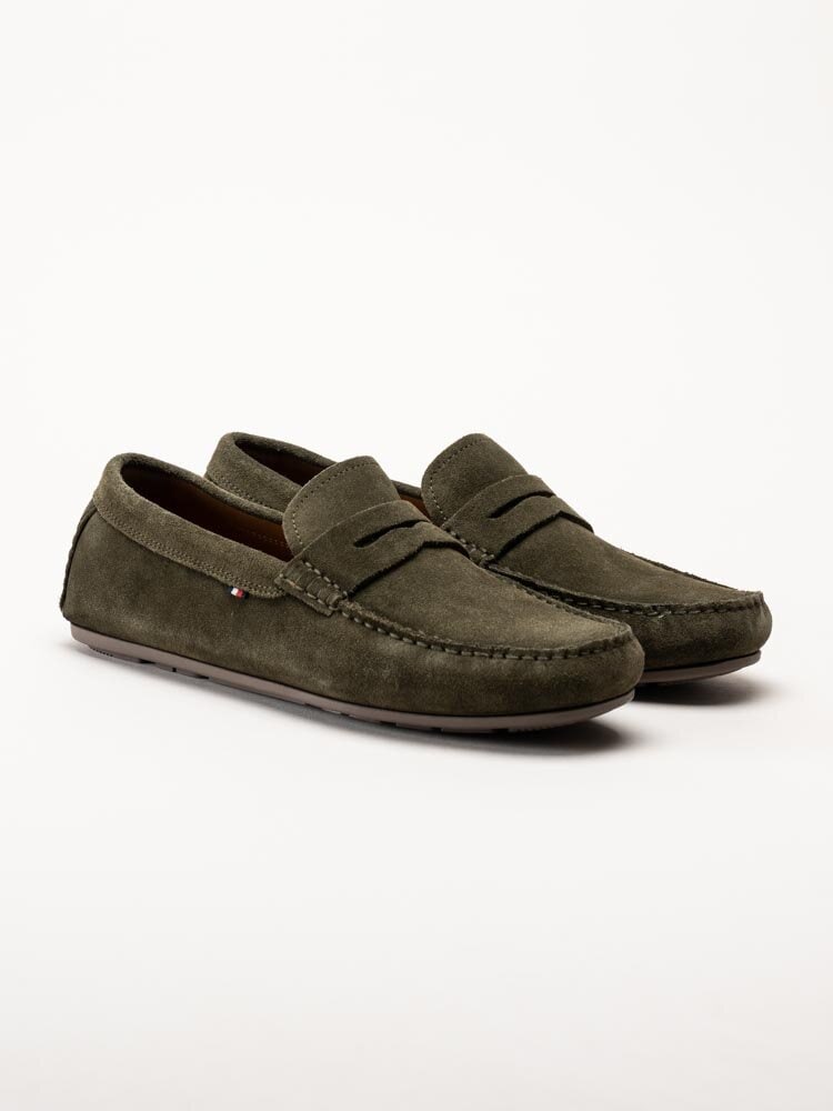 Tommy Hilfiger - Casual Hilfiger Suede Driver - Gröna loafers i mocka