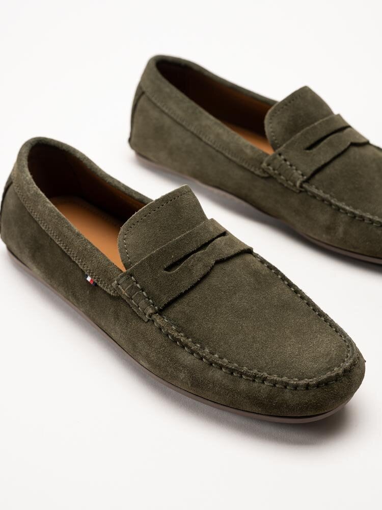 Tommy Hilfiger - Casual Hilfiger Suede Driver - Gröna loafers i mocka