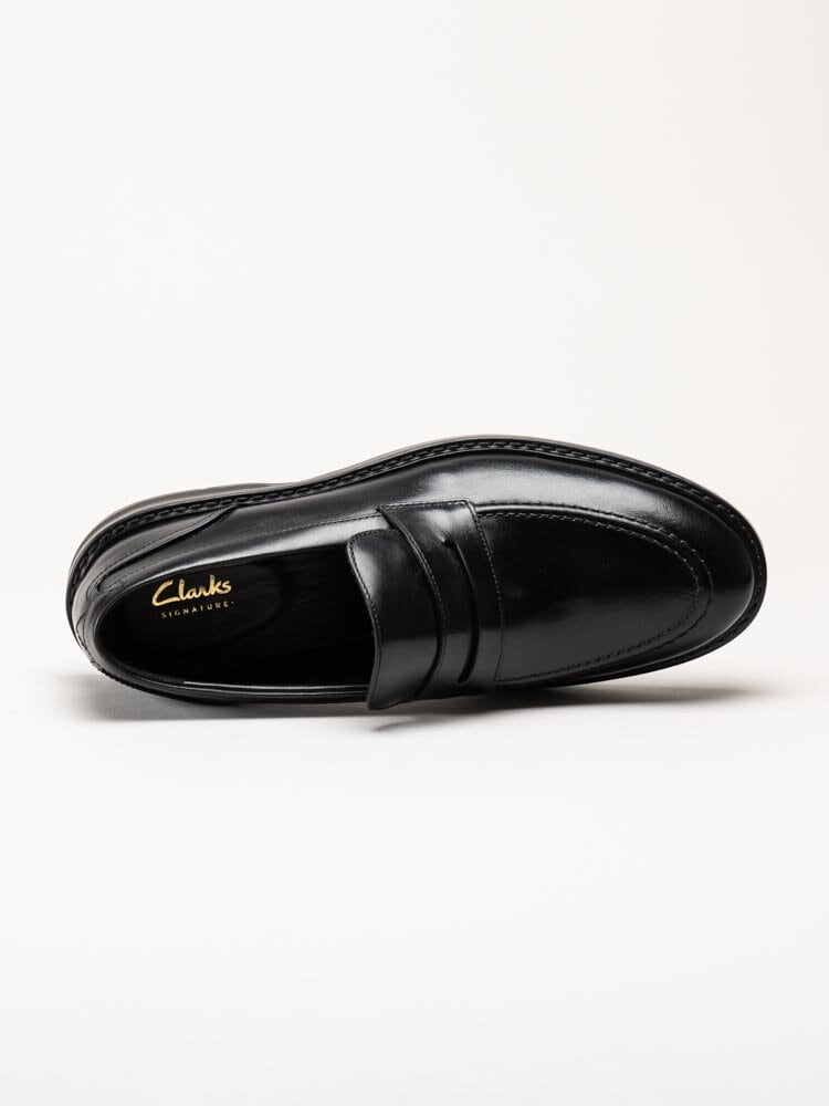 Clarks - Aldwin Step - Svarta pennyloafers i skinn