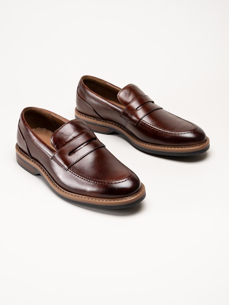 Clarks - Aldwin Step - Bruna loafers i skinn