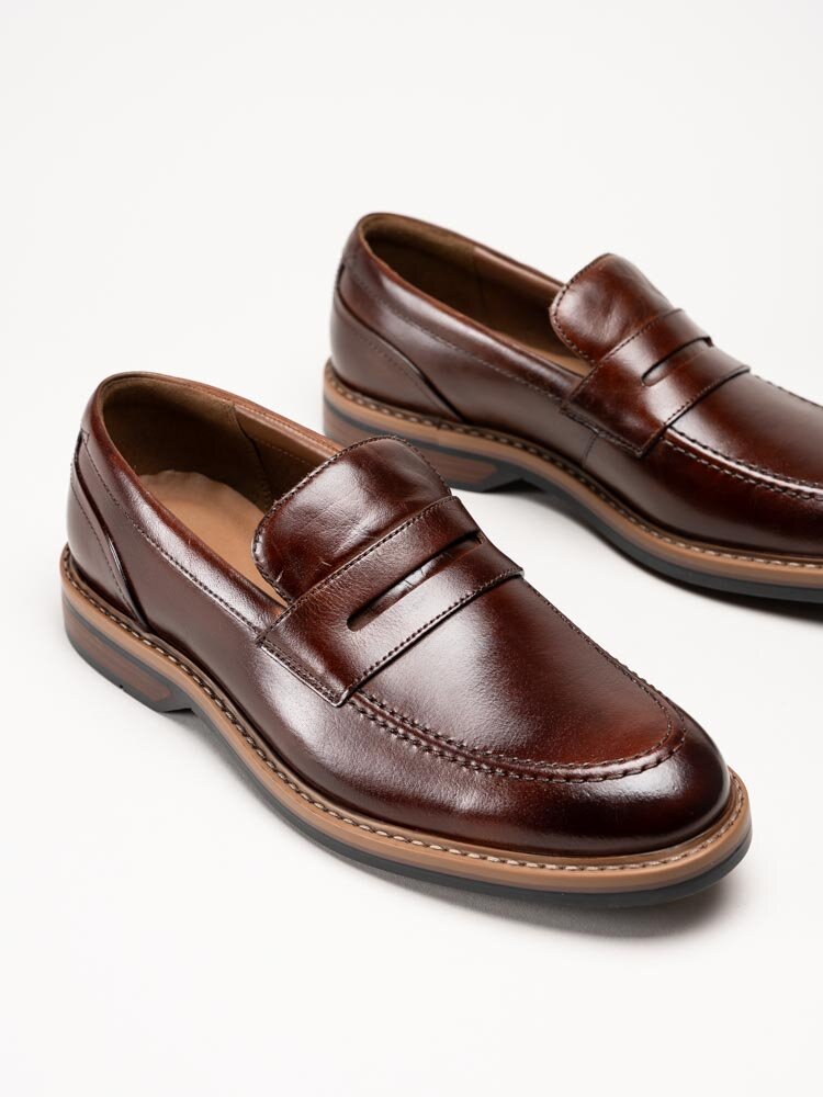 Clarks - Aldwin Step - Bruna loafers i skinn