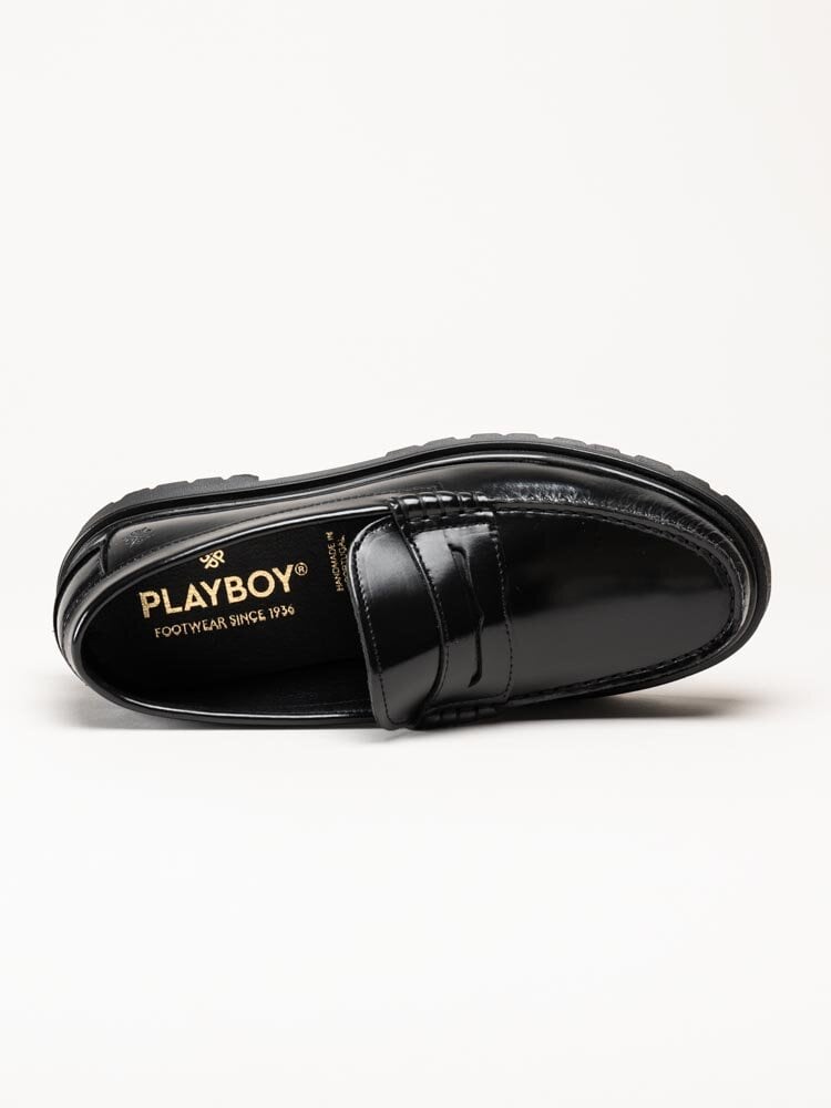 Playboy Footwear - Austin - Svarta pennyloafers i skinn