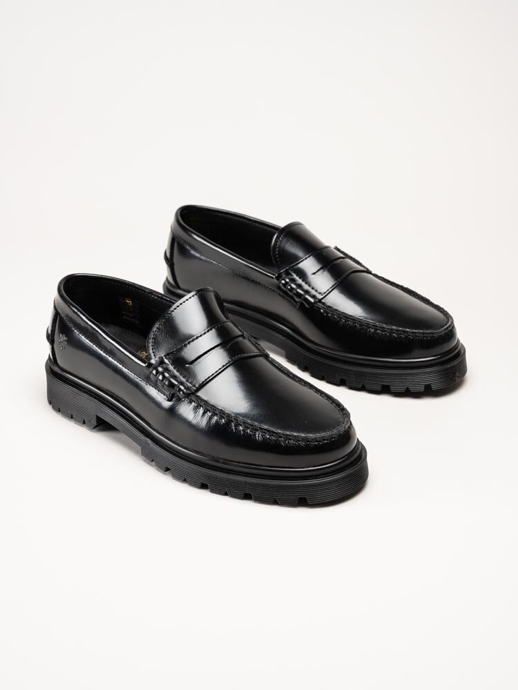 Playboy Footwear - Austin - Svarta pennyloafers i skinn