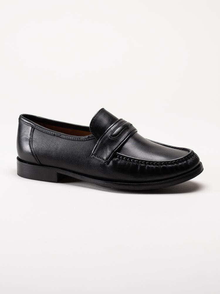 Marco Bossi - Svarta skinnloafers bred passform