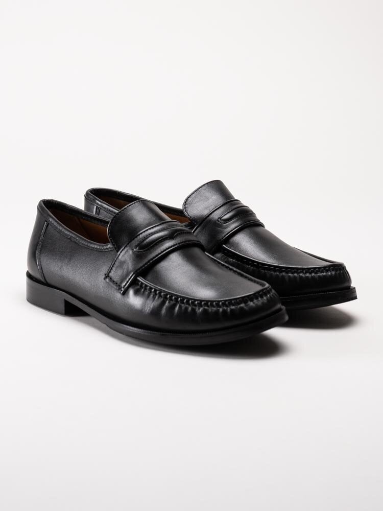 Marco Bossi - Svarta skinnloafers bred passform