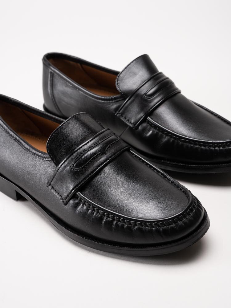 Marco Bossi - Svarta skinnloafers bred passform