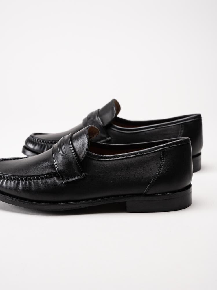 Marco Bossi - Svarta skinnloafers bred passform