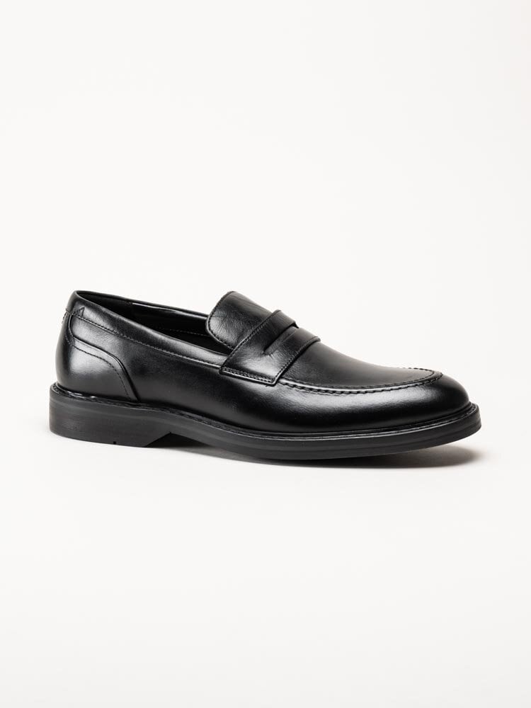 Clarks - Aldwin Step G - Svarta pennyloafers i skinn