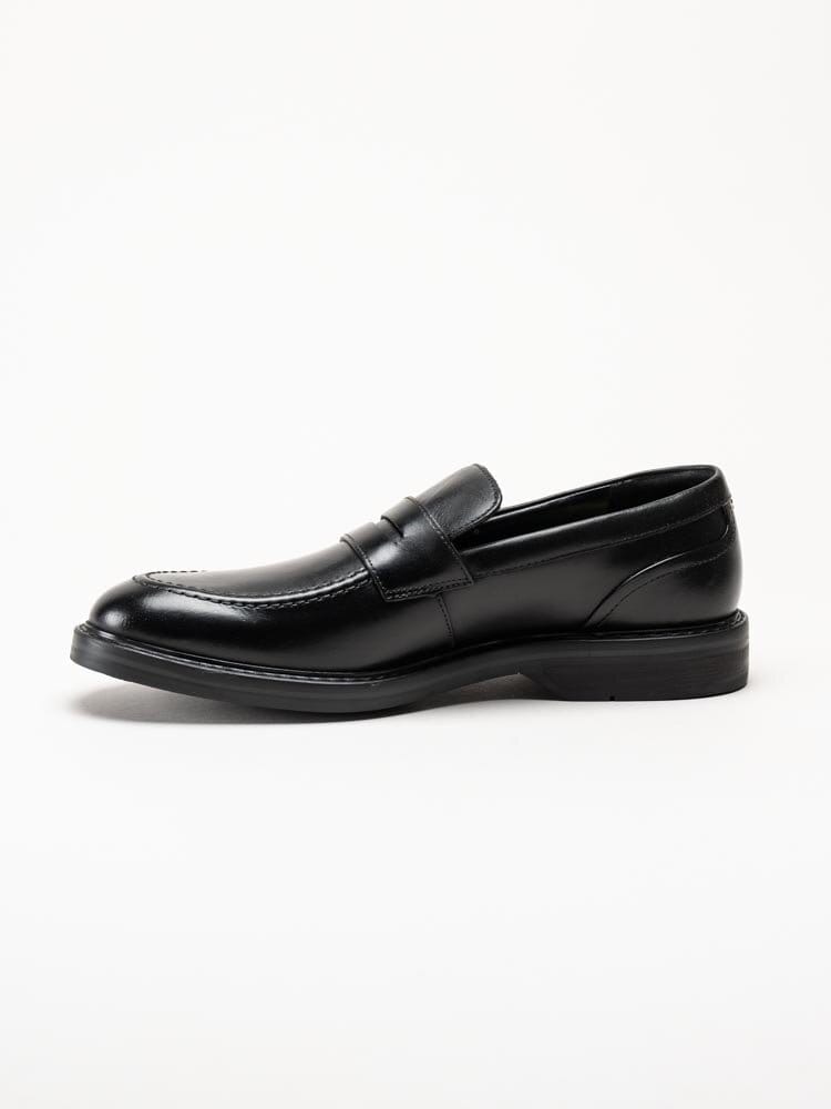 Clarks - Aldwin Step G - Svarta pennyloafers i skinn