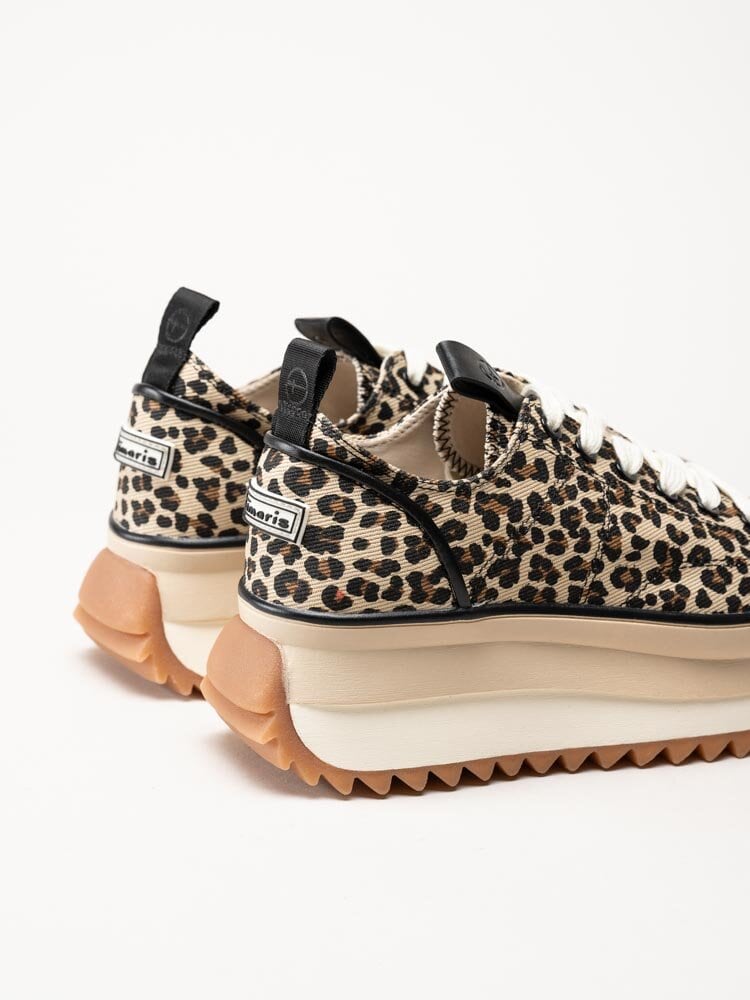 Tamaris - Leopardmönstrade platåsneakers i canvas