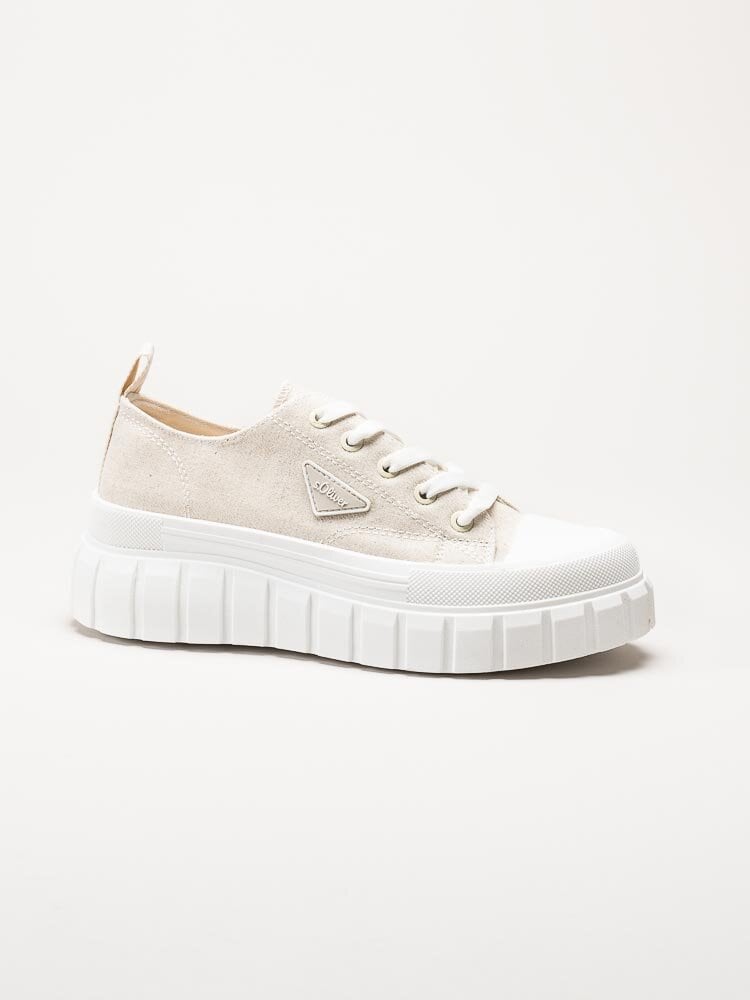 S.Oliver - Ljusbeige chunky sneakers i textil