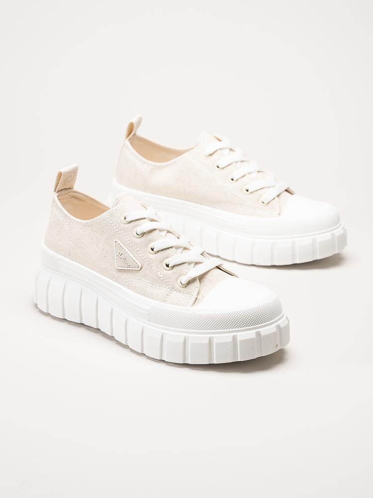 S.Oliver - Ljusbeige chunky sneakers i textil