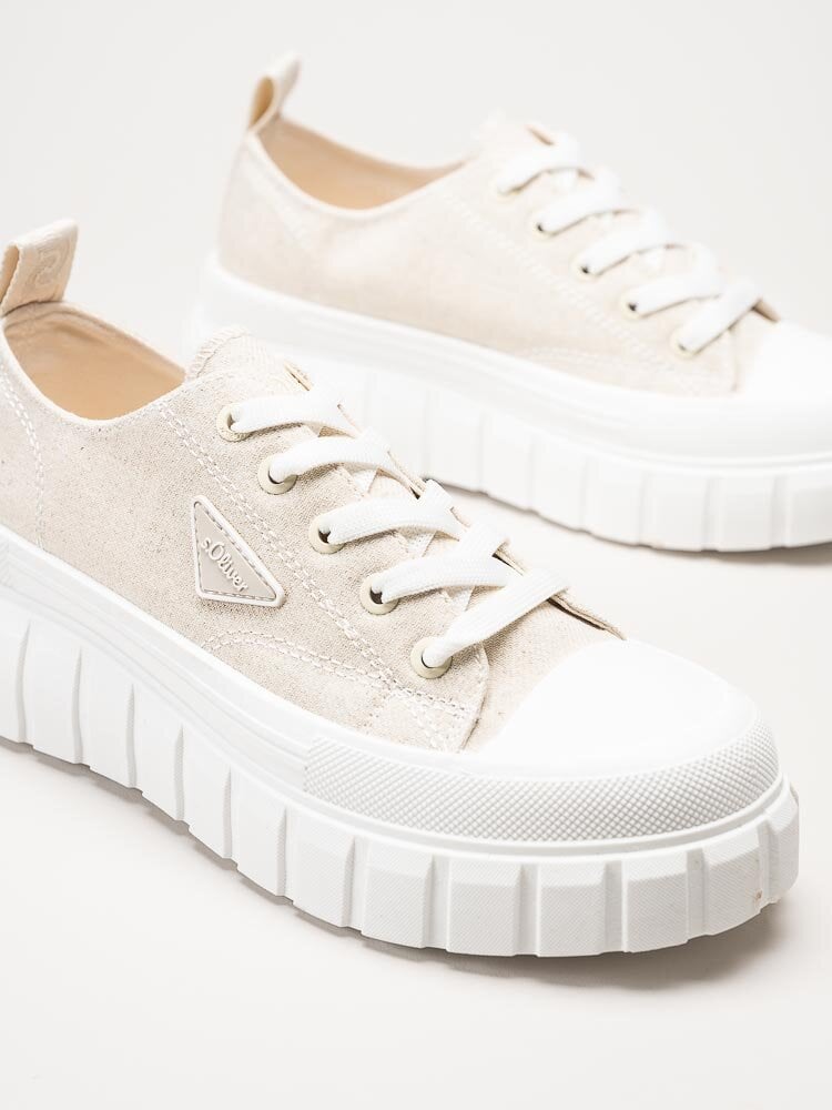 S.Oliver - Ljusbeige chunky sneakers i textil