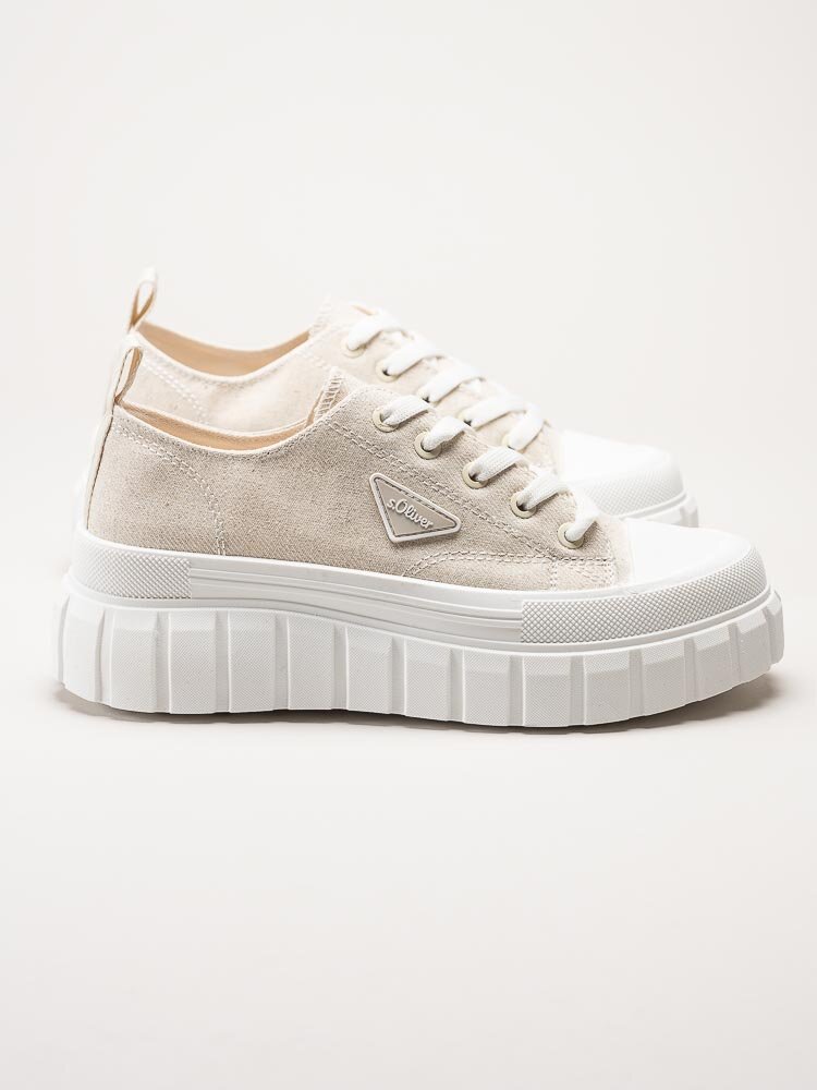 S.Oliver - Ljusbeige chunky sneakers i textil