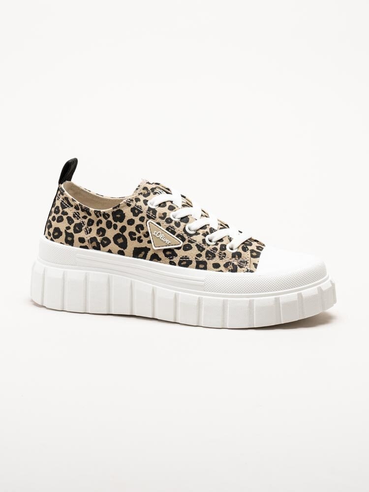 S.Oliver - Leopardmönstrade chunky sneakers i textil