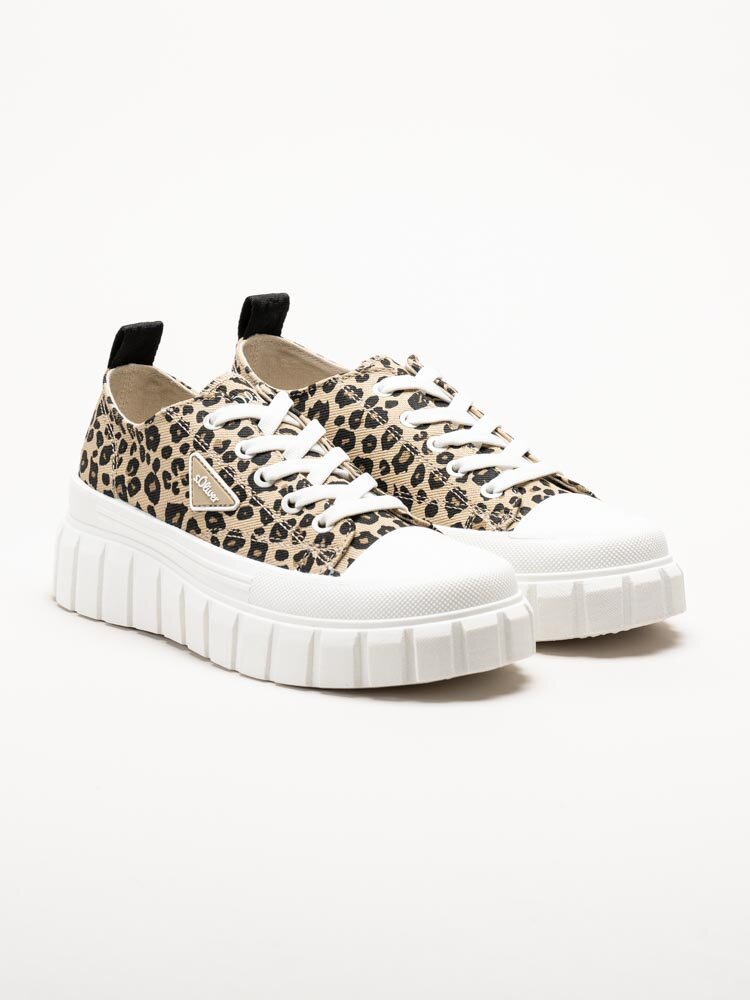 S.Oliver - Leopardmönstrade chunky sneakers i textil