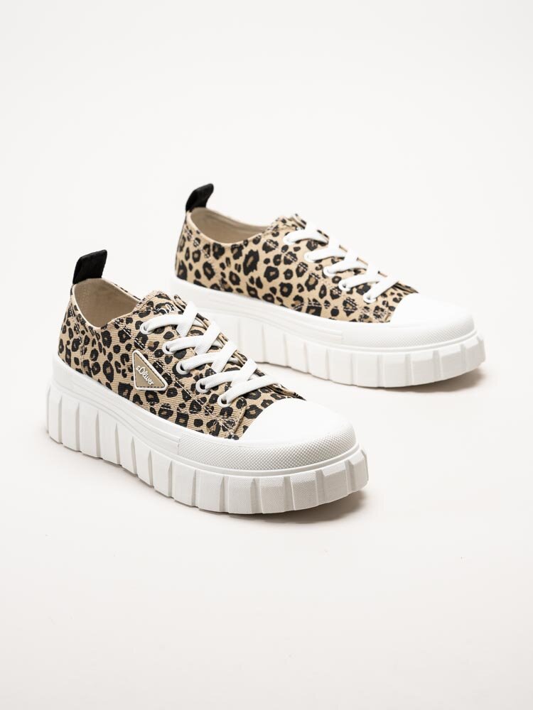 S.Oliver - Leopardmönstrade chunky sneakers i textil