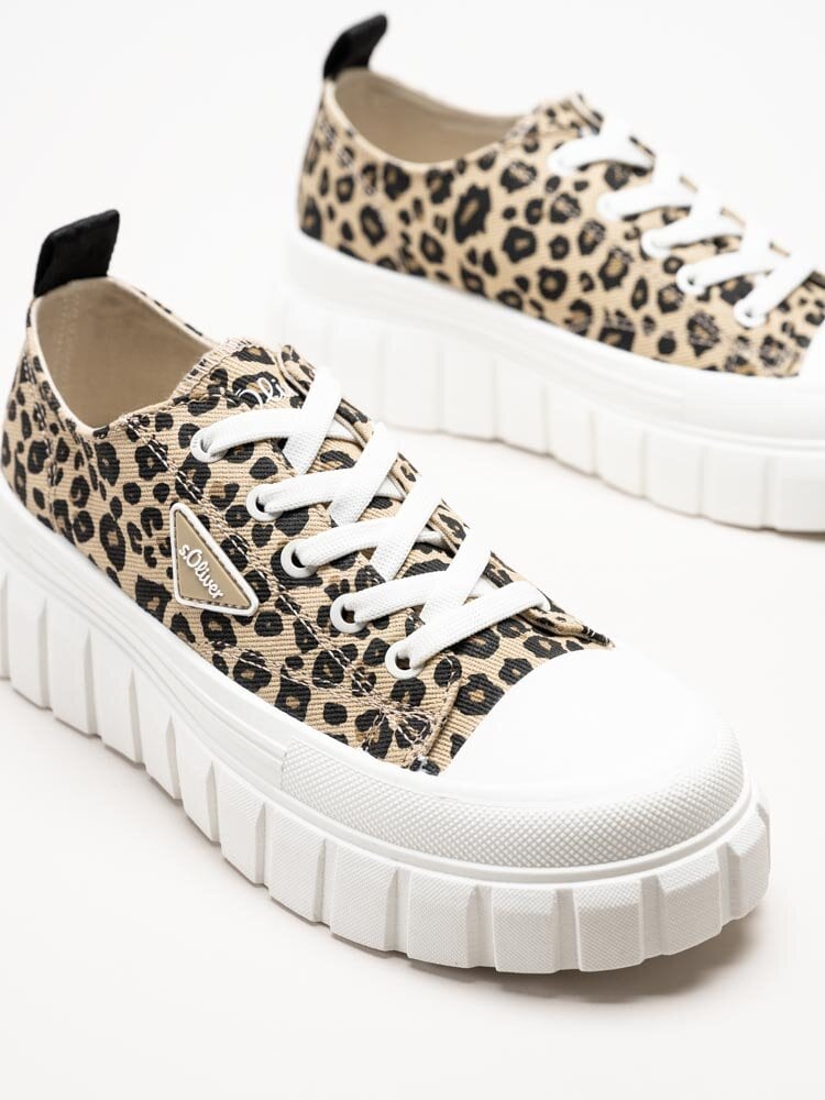 S.Oliver - Leopardmönstrade chunky sneakers i textil