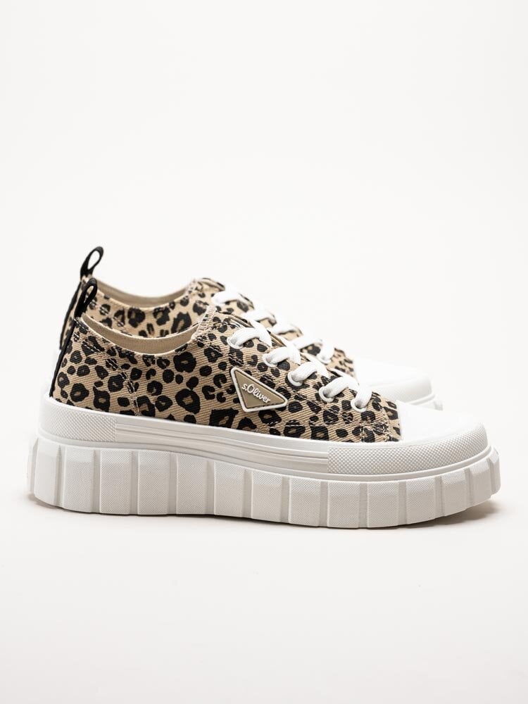 S.Oliver - Leopardmönstrade chunky sneakers i textil