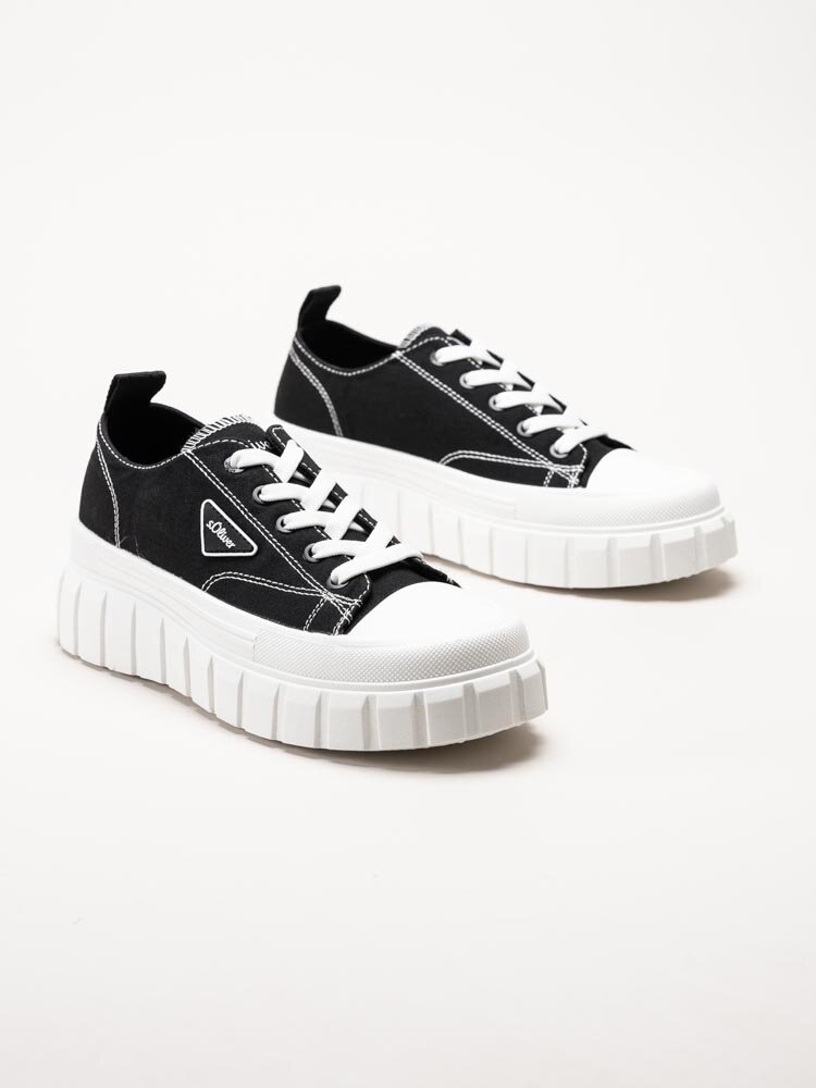 S.Oliver - Svarta chunky sneakers i textil