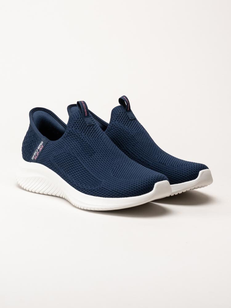 Skechers - Ultra Flex 3.0 Easy Win - Navyfärgade slip-ins sneakers i textil