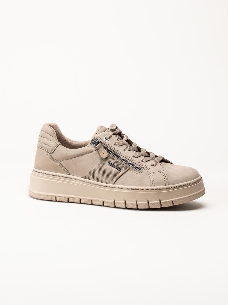 Tamaris - Beige platåsneakers i nubuck