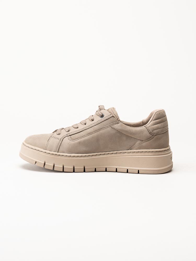 Tamaris - Beige platåsneakers i nubuck