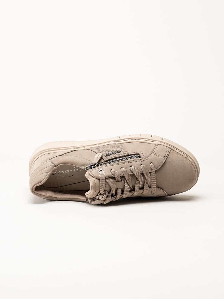 Tamaris - Beige platåsneakers i nubuck