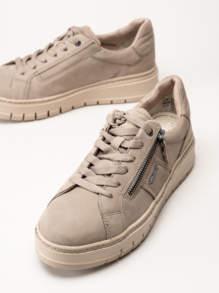 Tamaris - Beige platåsneakers i nubuck