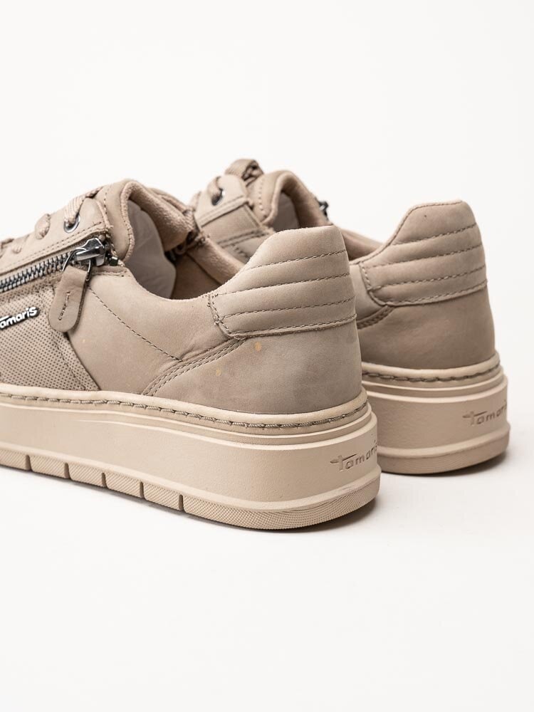 Tamaris - Beige platåsneakers i nubuck