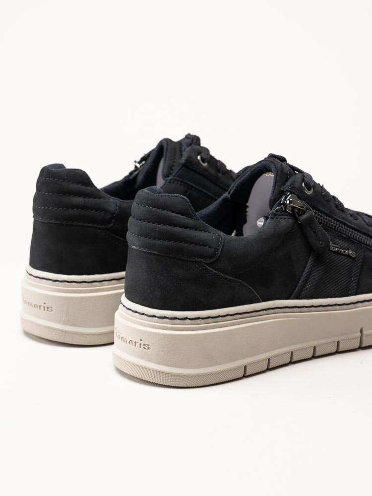 Tamaris - Mörkblå platåsneakers i nubuck