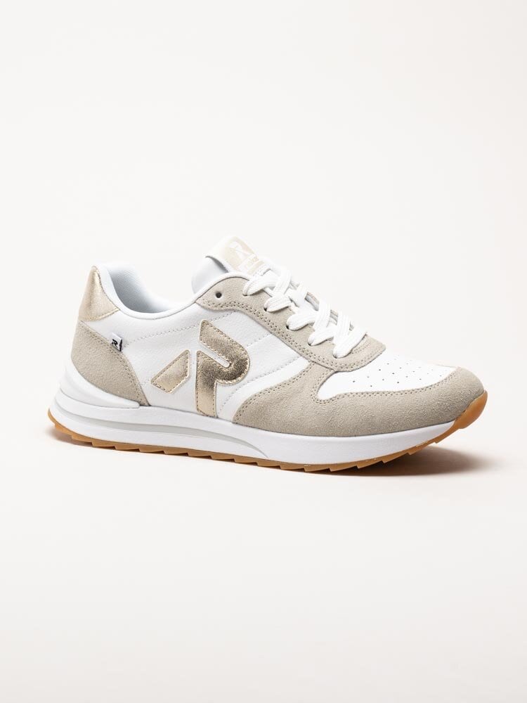 Rieker - Vit beige sneakers i skinn och mocka